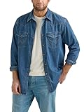 Wrangler Men's Collection Snap Shirt, Dark Wash Denim