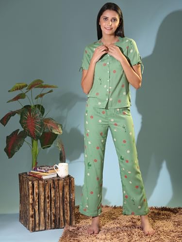 Image of B STORIES Women's Cotton Pyjama Set | Comfort and Relexed Nightsuit for Ladies
