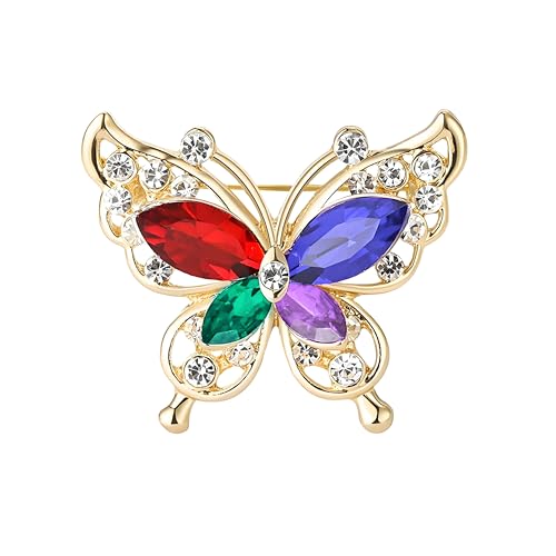 Image of coadipress Butterfly Brooch Pins Chic Romantic Elegant Rhinestone Crystal Insect Brooch Pin Women Corsage Scarf Shawl Clothing Accessories Wedding Party Banquet