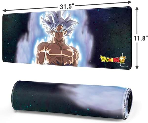 Skinit Large Gaming Mouse Pad - Officially Licensed Goku Ultra Instinct Design with Stitched Edges, Waterproof, Non-Slip Rubber Base, Desk Mat for Keyboard & Mouse, 31.5" x 11.8" inches