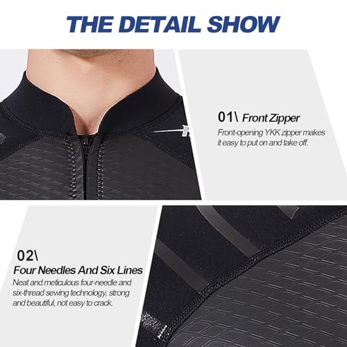 Chaqueta de neopreno para buceo 3mm, manga larga térmica para hombre y mujer para natación, snorkel, scuba y surf miniatura 4