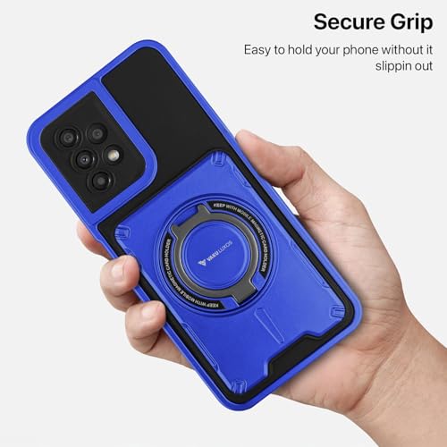 Image of Vaku Luxos Axion Armor Military Grade TPU Back Cover Case for Samsung Galaxy A53 5G with Magnetic Ring Holder Kickstand Camera Screen Protector- Blue