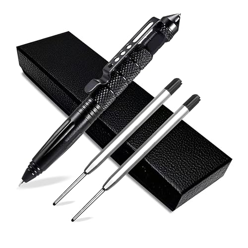 FloraVigo Taktischer Stift, kubotan,schlagstock, taktischer Kugelschreiber, Glasbruchstift, Survival-Gadget zum Schreiben, für den Notfall und zum Verschenken, mit 2 Nachfüllungen