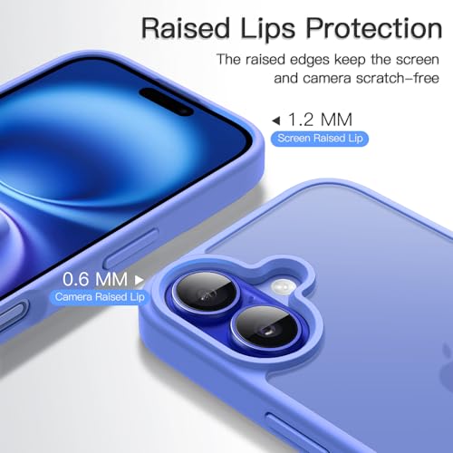 Image of JETech Matte Cover Case for iPhone 16 Plus 6.7-Inch, Shockproof Military Grade Drop Protection, Frosted Translucent Back Phone Cover, Anti-Fingerprint (Ultramarine)