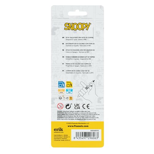 Grupo Erik Kugelschreiber 10 Farben Peanuts Snoopy 10-in-1 Multicolor - Mehrfarbiger Stift Offizieller Snoopy Geschenke Fanartikel