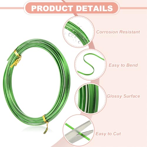 Image of uxcell 18 Gauge Flat Aluminum Wire, 16.40 ft 3mm Wide Aluminum Crafts Wire for Flower Bonsai Crafts Carving DIY Bezel Sculpting Gem Metal Wrap, Dark Green