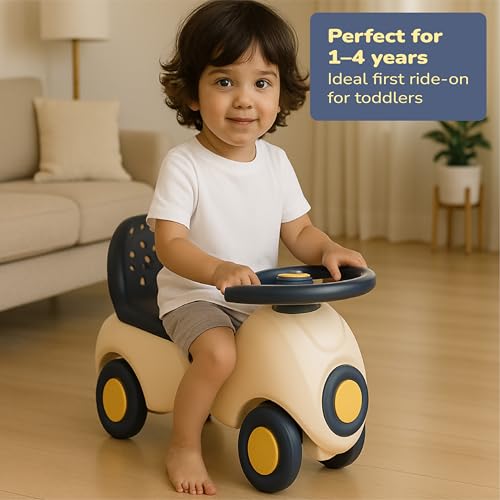 Image of Lifelong Cuppy Little Joy Ride On Car for Kids 1-5 Years - Vintage Push Car Toy, Sturdy Wheels, Wide Seat, BIS Certified, Ready to Ride, No Assembly, No Battery Needed (LLCSSR01)