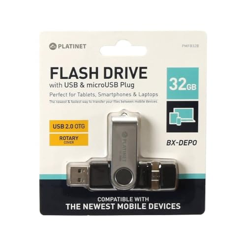 Pendrive USB 2.0 32GB con microUSB OTG, Almacenamiento portátil y Transferencia de Datos para Dispositivos móviles y computadoras.