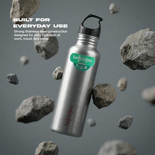 Image of Belocopia Metallio ClipSip Stainless Steel Water Bottle 700ml | Sports & Fridge Bottle | Lightweight, BPA Free | Clip Cap, Leak-Resistant | For Home, Office, Gym & Travel