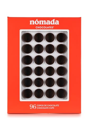 Copas de Chocolate Nómada Chocolates – Pack de 96 Copas Comestibles – Textura Suave y Cremosa – Para Licores, Postres y Café – Producto de Portugal