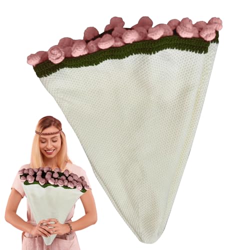 Vibhgtf Manta para sofá con diseño de ramo de flores de ganchillo, para siesta, dormitorio, sala de estar, sofá, cómodo regalo para el día de la madre, tejido romántico