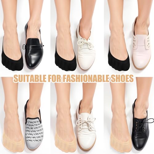 No Show Socks Women 6 Pairs Nylon Non-Slip Thin Liner Socks Invisible Hidden Socking for Flats Ultra Low Cut Nylon Thin Sock for Flat Invisible Non-Slip Liner Footies 6