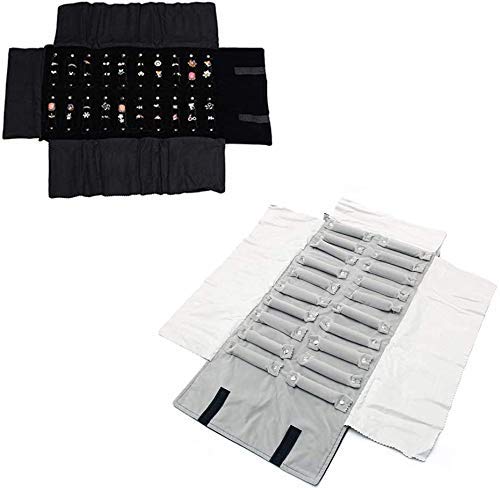 Lelesta Aufbewahrungstasche für Schmuckrollen Damen Ringe Ohrringe Halskette Organizer Stofftaschen tragbar Cover