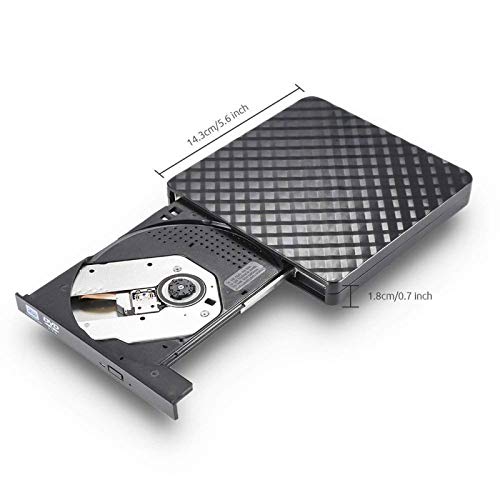 Masterizzatore Dvd Esterno Lettore Portatile USB 3,0/2,0 di CD-R, DVD±RW, CD±RW, CD-RW, DVD-R, Dvd Rom per PC, Laptop, MacBook con Sistema di MacOS, Windows, Linux Non Blu-Ray