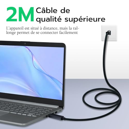 Mcbazel Câble Adaptateur USB 3.0 vers RJ45 Ethernet 2m, Câble Réseau à Vitesse Gigabit pour Ordinateur Portable, Bureau, Windows – Idéal pour les Jeux en Ligne, le Streaming, et les Téléchargements de – vue 4