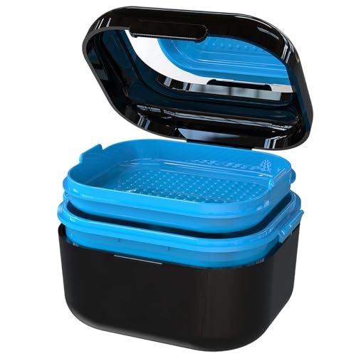 BVN Limpieza Caja Ferula Dental: Caja de Baño Funda Aparato Dental, Caja de Dentaduras Postizas, Caja Ortodoncia, Retenedor Dental, Caja de Retención, Almacenamiento por Alineadores Dentales Negro.