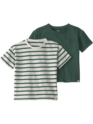 Little Planet by Carter's Boy 2-Pack Tops Made with Organic Cotton, Green Stripes, 5T