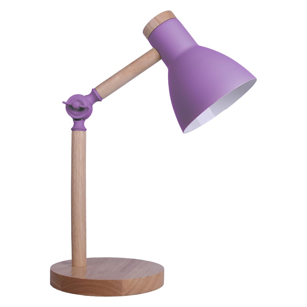 BEL AIR HOME - Lámpara Flexo de Escritorio TEACHER 1xE-27 - Madera y Metal - Diseño Moderno y Elegante para Oficinas y Escritorios de Casa - Altura de 47cm (No Incluye Bombilla) (MORADO)