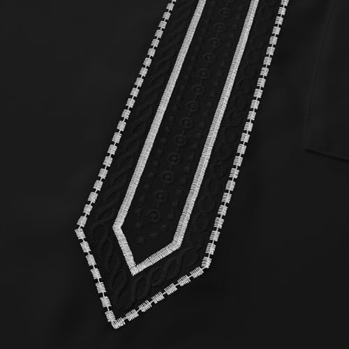 Cambkatl Mens Kaftan Thobe Embroidered Casual Crewneck Shirts Long Sleeve Robe Loose Muslim Gown Caftan4