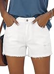 KISSMODA Denim Shorts for Women Summer Cut Off Short Button Jean Shorts Ladies High Waisted Ripped Denim Hot Shorts