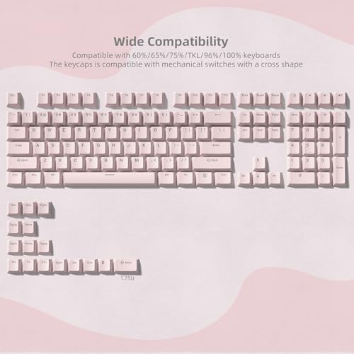 Image of Womier PBT Shine Through Keycaps, Cherry Profile Pink Keyboard Key caps