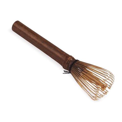 BambooMN Japanese Skinny Matcha Whisk Chasen - Long Handle Traditional Matcha Utensil - Skinny Black - 1 Piece