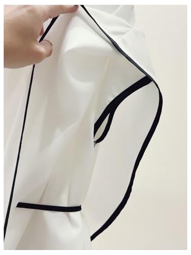 Floerns Women's Elegant Asymmetrical Tie Front Blouse Top Crew Neck Cap Sleeve Shirts4