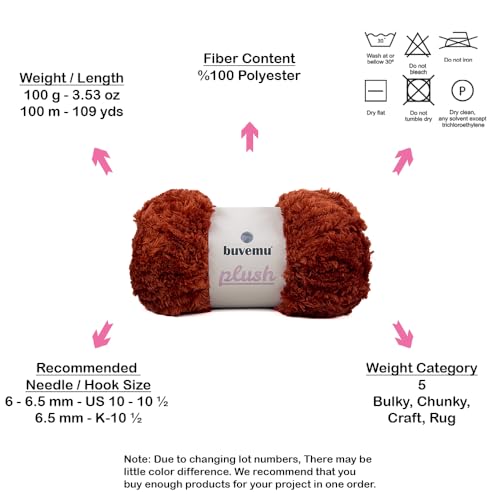 Image of Plush Faux Fur Bulky Yarn, Super Soft Fluffy Fuzzy for Knitting Crocheting Crafting, 100 Gram (3.53 Ounces) 109 Yards (100 Meters) (Windsor Tan)