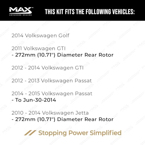 Image of MAX Advanced Brakes - Rear Brake Kit For 2010-2014 Volkswagen Jetta (10.71 inch Dia Rr Rotors), Volkswagen Golf GTI, Audi A3 Quattro| Carbon Ceramic Brake and Rotor Kit| Coated Cross-Drilled Brake Rotors