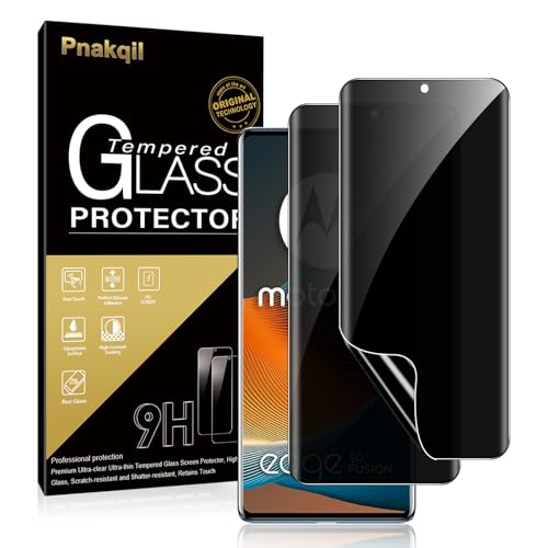 Pnakqil Protector pantalla privacidad para Motorola Edge 50 Fusion,2 Piezas TPU Cristal Vidrio Templado Antiespia, HD Anti Arañazos Sin Burbujas Película Protectora para Motorola Edge 50 Fusion 6,7'