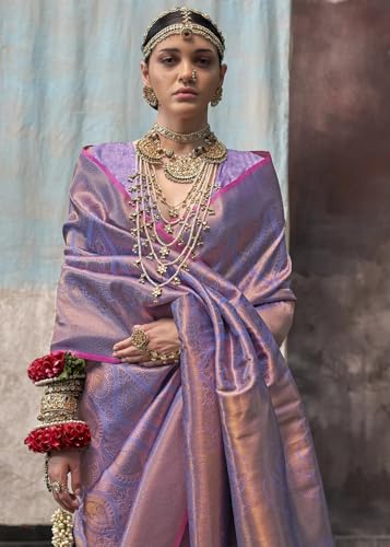 Image of SWORNOF Women's kanjivaram banarasi silk saree for Patola festival Wedding silk with rich pallu Design sarees for women with blouse piece
