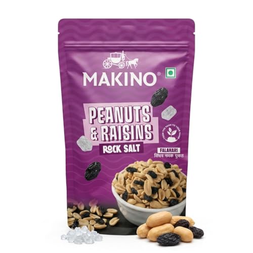 Image of Makino Peanuts & Raisins with Rock Salt, 120g (Pack of 3), High-Protein Healthy Snack | No Artificial Flavours or Colours | Fasting-Friendly (Falahari) | Perfect for Gym, School & On-the-Go | Roasted Peanuts with Black Raisins