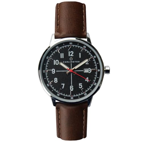 Image of Carlington Aristocrat Series Analog Date Watches for Men with Premium Leather Strap - CT 1075