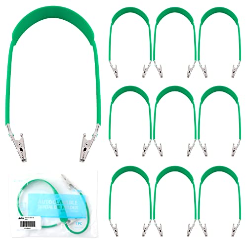 Jmu 10 Pcs Dental Bib Clips Autoclavable, Silicone Bib Holders Clips Individually Wrapped (1 Per Bag, Green) #TOP21