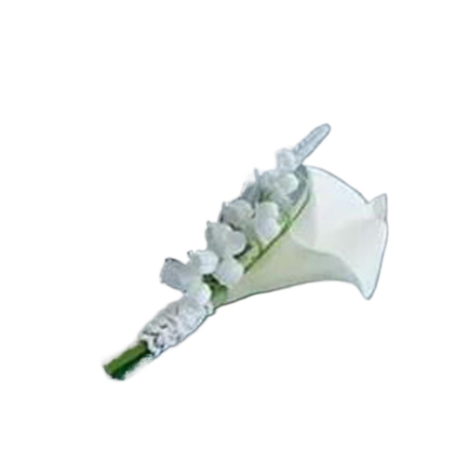 MQFBNNP Wedding boutonniere Calla lily corsage artificial buttonhole men groom(WHITE)