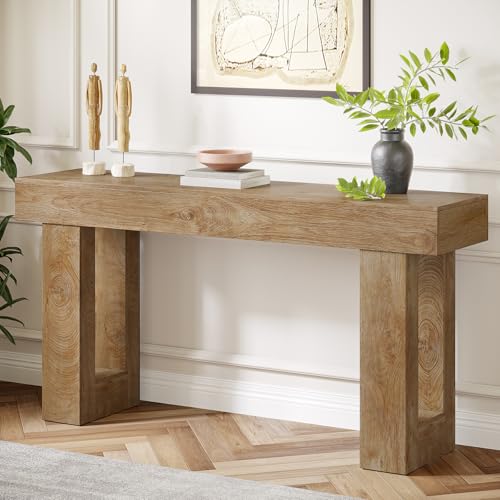 Tribesigns Tavolo consolle 160 cm, tavolo d’ingresso lungo e stretto in stile rustico, consolle in legno MDF per corridoio, soggiorno o dietro il divano, marrone chiaro