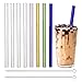 Pajitas Reutilizables, Pajita de cristal transparente para Bubble Tea/ ginebra/ cócteles, 8 pajitas de cristal (215 x 12 mm) con 2 cepillos, aptas para lavavajillas