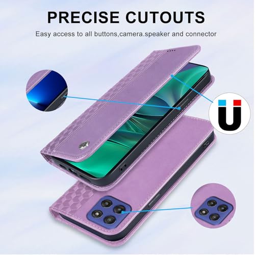 Image of Wallet Case for Motorola Moto G 5G 2025 6.6 inch - PU Leather Flip Cover with Card Holder Slots, Strong Magnetic Folio Kickstand Phone Case, Purple