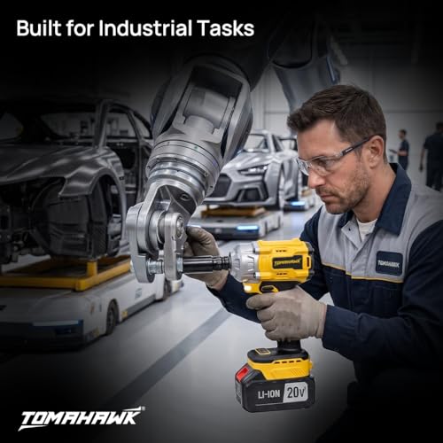 Image of Tomahawk TIS-699 Brushless Cordless Impact Wrench Kit, 400Nm High Torque, 1 /2 Inch Square Drive, 2x 3.0Ah Batteries, LED Light, Reverse Self Stop, Sockets, & Carry Case