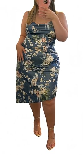 Image of Club Dress Sexy Dress for Women Wedding Party Birthday Cocktail Spaghetti Strap Satin Side Ruched Midi Mini Dress