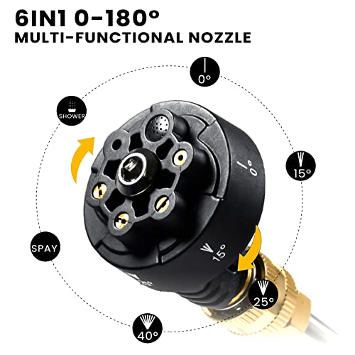 Pesiko 21V Cordless Pressure Washer, Portable Electric Powered Washer With 2 * 10000Mah Rechargeable Battary And 6-In-1 Nozzles For Cleaning Car/Fence/Floor/Garden/Window Red #TOP2