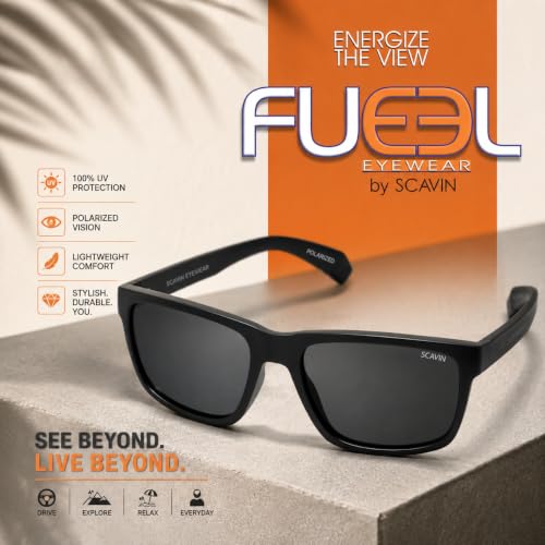 Image of Fueel Polarized Square Sunglasses for Men & Women | UV Protected Retro Half Frame Sunglasses | Lightweight Stylish Black Frame