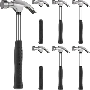 8 Pcs Small Hammers 8 oz Mini Stubby Claw Hammers for Kids Lightweight Solid Tubular Steel Handle Claw Hammers Bulk with Soft Rubber Handle for Hanging Pictures Crafts Tent Kit(Black)