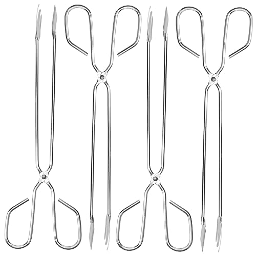 Healeved Stainless Steel Garbage Clamp 4pcs Random Style Tongs 32cm Long Reacher Grabber for Easy Pickup