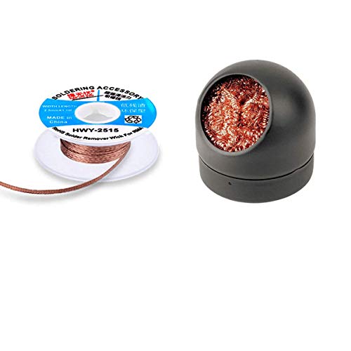 Saldatore punta di ferro pulitore, stoppino dissaldante, filo di pulizia della punta di saldatura, treccia per saldatura, 2,2 mm di larghezza, 1,5 m di lunghezza