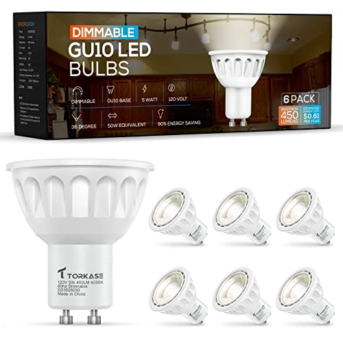 Torkase GU10 LED-Leuchtmittel, dimmbar, plastik, 4000k Neature White, GU10, 5.00W 120.00V Cover