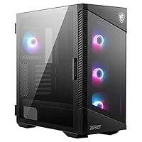 MSI MPG VELOX 100R Mid-Tower PC-Gehäuse, geeignet für E-ATX Mainboards, Front aus gehärtetem Glas, 4x 120mm ARGB-Lüfter, Mystic Light, unterstützt 2x 360mm-Kühler &amp; seitliche Lufteinlässe
