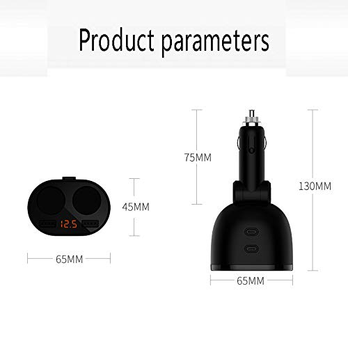 Caricabatteria per Auto, Ricarica USB per Auto - Caricabatterie 2USB - Accendisigari Auto per Un Minuto Due - Ricarica Rapida