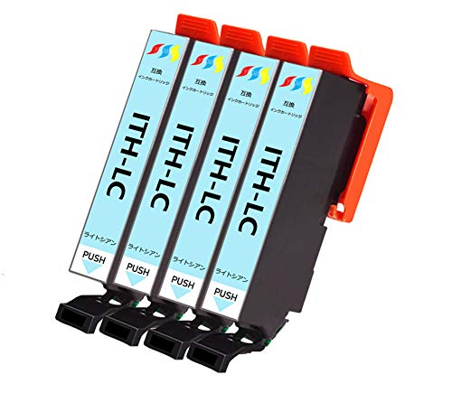 EPSON インクカートリッジ ITH-6CL エプソンITH互換ITH-LCライトシアン 4本セット 増量版 対応機種:EP-710A EP-709A EP-711A EP-810AW EP-810AB EP-811AW EP-811AB 残量表示ICチップ付