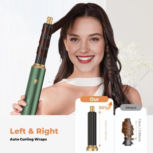 Image of OKWRAP 5-in-1 Hot Air Styler & Blow Dryer Brush Set - 700W Gentle Temperature Hair Multi-Styler with Auto-Wrap Curlers & Round Brush for Fine, Thin, or Damaged Hair, 100-120V US Outlet Only